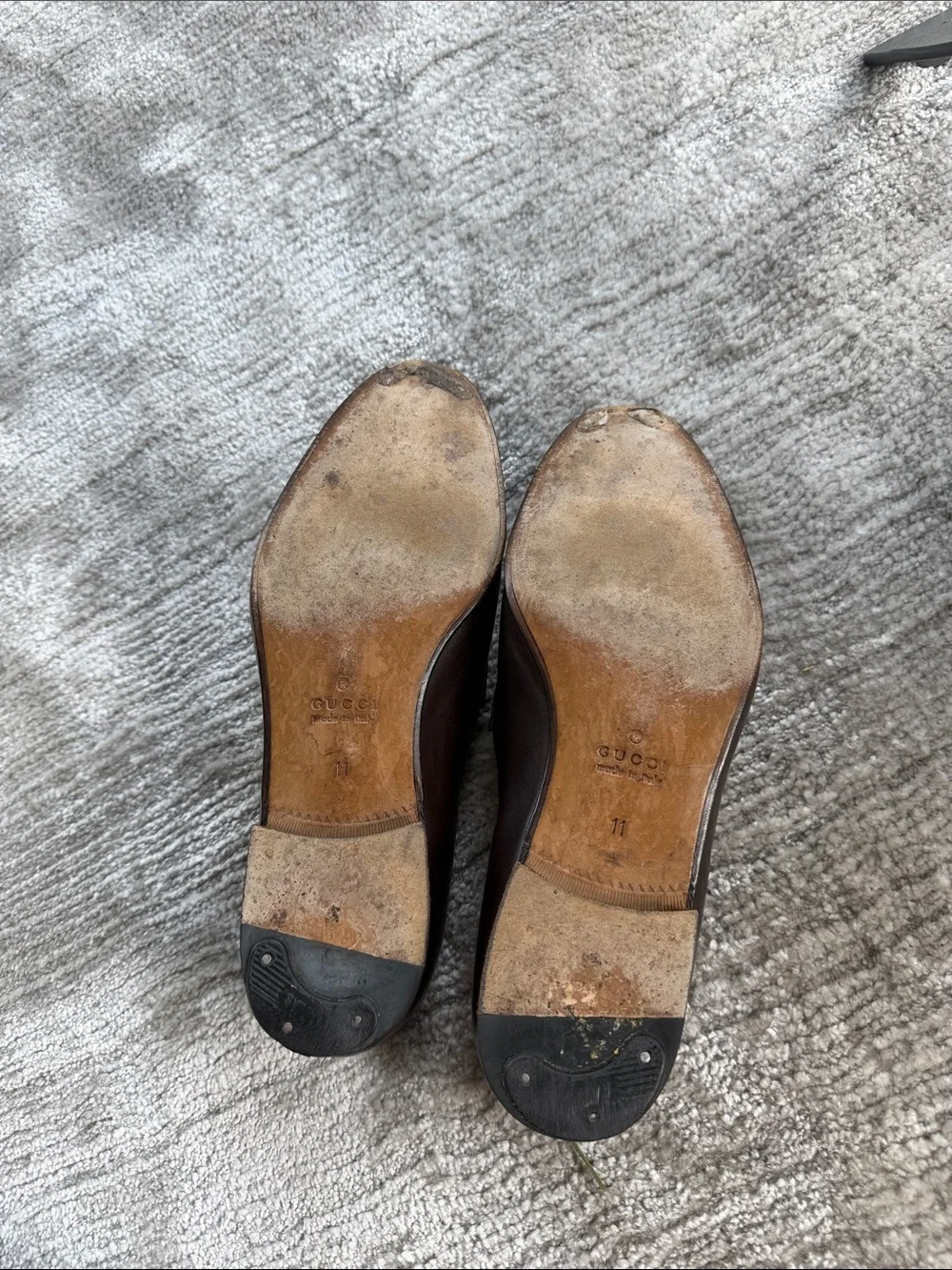 Gucci Dark Brown Leather Horsebit Loafers with Gold Hardware